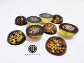 Cherry Amber Engraved Tree Round Shape Cabochon